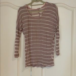 Pale pink and white striped sweater